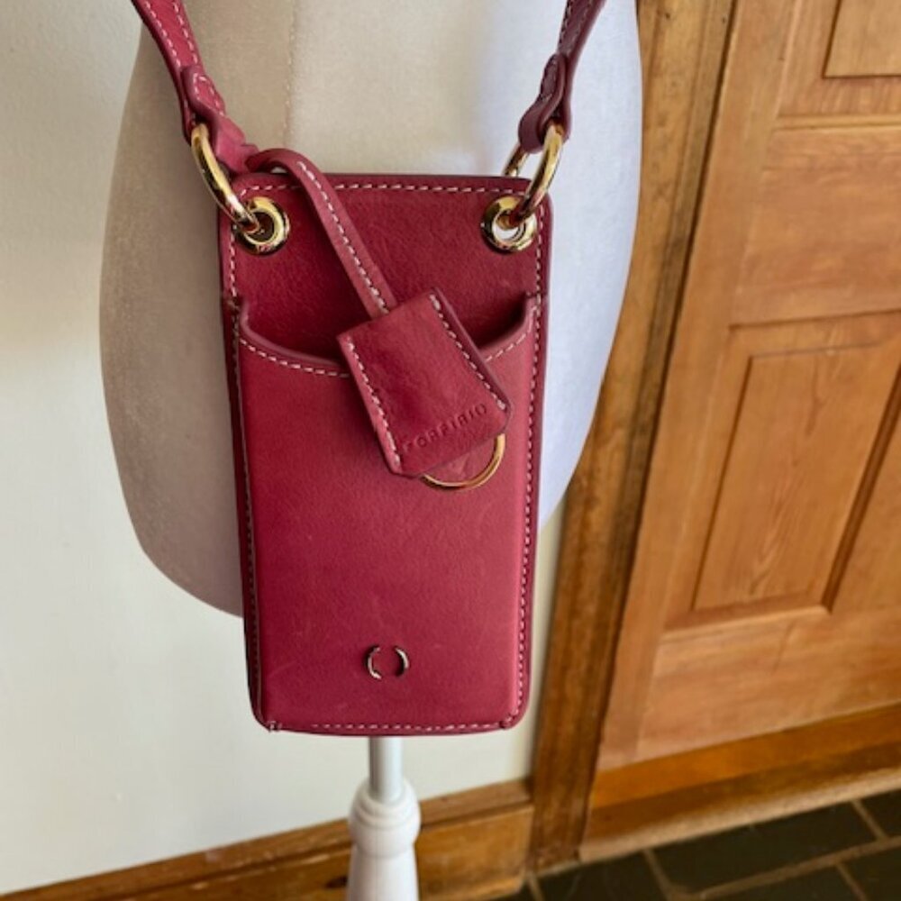 PORFIRIO Leather Rose Pink Phone Bag Adjustable Strap